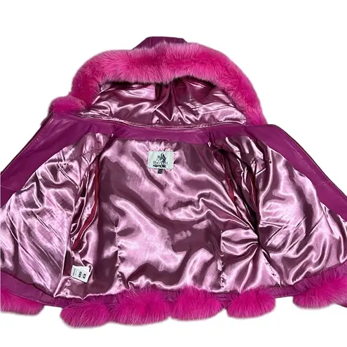 Smith Fine Furs Genuine Fox Fur Convertible Hooded Jacket To Vest Pink Dyed 2XL Size 2X