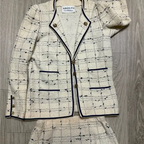 Vtg Adolfo for Saks fifth avenue two piece blazer skirt set 6 Black