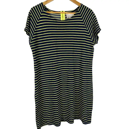Sail To Sable Scoop Neck Navy & Line Stripe Luxe Stretchy T-Shirt Dress Size XL