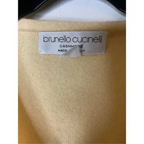 Brunello Cucinelli 100% cashmere cardigan sweater pale yellow women's size large