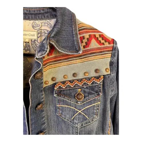 Coldwater Creek SW Aztec print peplum denim jacket Size Medium