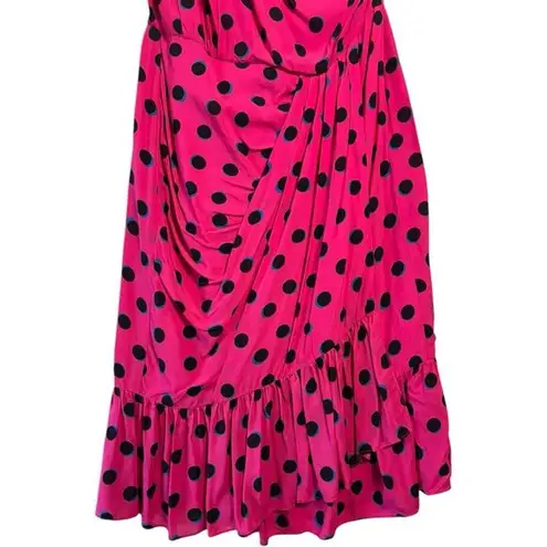 Derek Lam 10 Crosby Taula One Shoulder Dress Pink Polka Dot Ruffle Hem Size 2