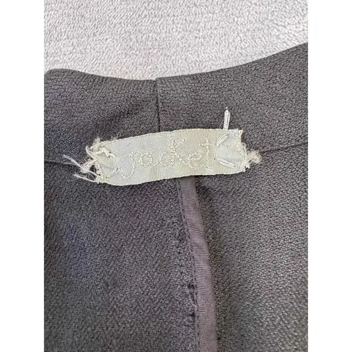 None Black Single Button Shawl Lapel Blazer With Patch Pockets Medium