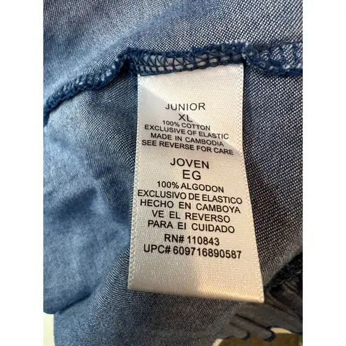 LEI Denim Shirt Halter Top XL Babydoll Cami Tank Top Y2K Ruffle Smocked Jean Blue Size undefined