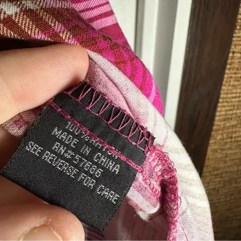 Paper + Tee Paper Tee Pink Plaid Off The Shoulders Short Sleeve Blouse size 2X