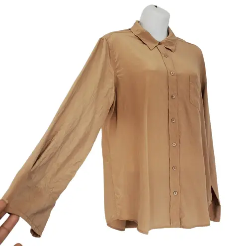 Equipment Brett Washed Silk Shirt Womens Large Carmel Button Up Blouse