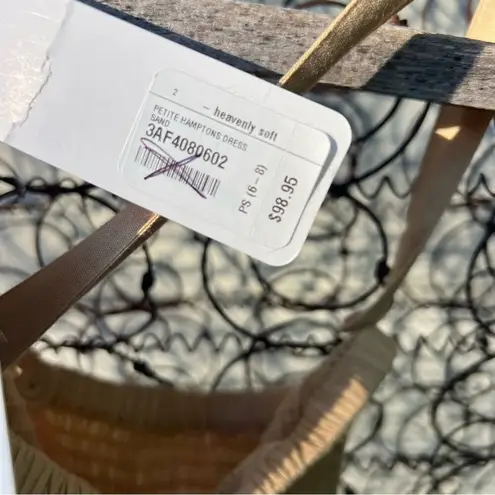 Soft Surroundings Hamptons Dress Tan Boho Beaded Seersucker Sun Dress NWT Petite