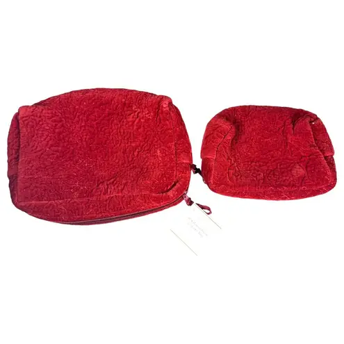 Pottery Barn Floral Medallion Cosmetic Bag Red Lot of 2 NEW with Tags