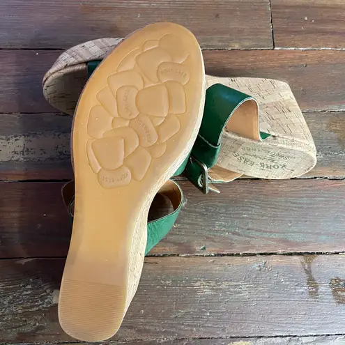 Kork-Ease ANDI Slip-on Platform Green Leather Wedge Sandals - Sz 9 ๐งก๐
