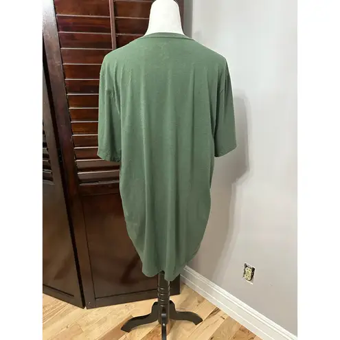 Open Edit  Womens Casual Top Green Short Sleeve Scoop Neck Stretch XL New