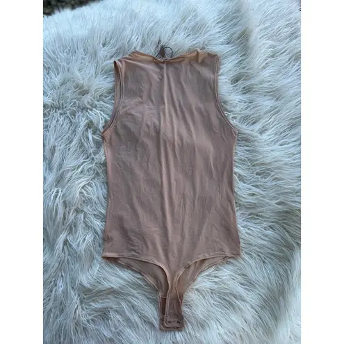 SKIMS Sheer Crewneck Thong Bodysuit Clay Size Large