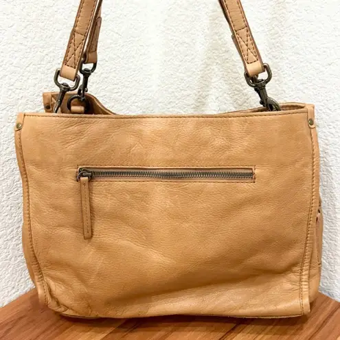American Leather Co. Lenox Triple Entry Cafe Latte Satchel Double Strap Shoulder Tan