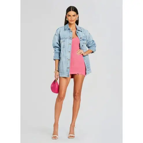 SER.O.YA Yonit Tank Dress in Watermelon Medium Womens Knit Distressed Mini Pink