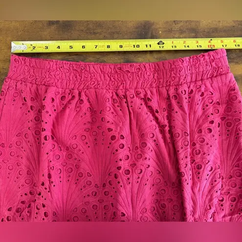 ANDIE NWT The Mona Skirt Size XL Pink Eyelet Midi 100% Cotton Scalloped Hem