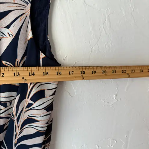 VERO MODA Tropical Romper Size S Navy Palm Print Blue Lace Back Coastal Chic