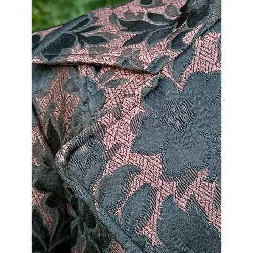 3/4 long jacquard structured VTG tapestry coat jacket 10 Signature Larry Levine Black