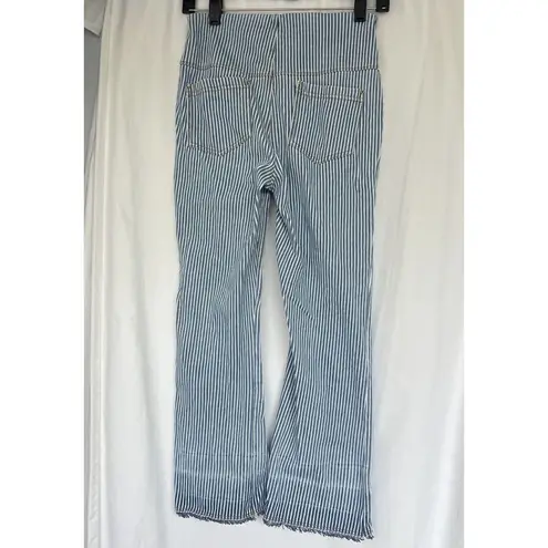 Lysse Daria Contrast Hem Denim Pattern Legging Pinstripe Fringe Timeless Coastal