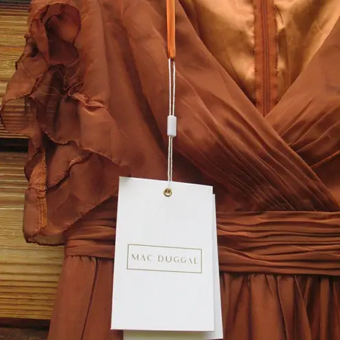 Mac Duggal NWT  Flutter Sleeve Tiered Skirt Midi Dress