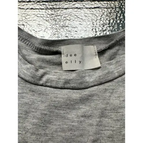 Dee Elly Gray Asymmetric Hem Ruched Side Bodycon Dress Short Sleeve XS