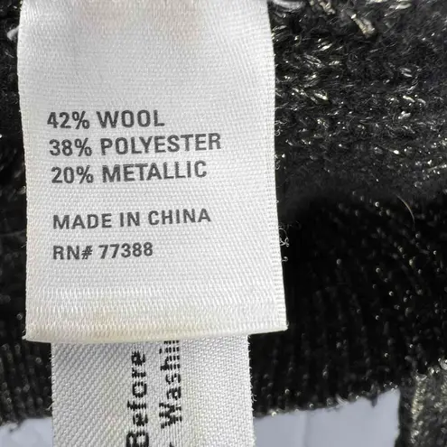 Wallace Black Gold Metallic Long Sleeve Shimmery Sweater Cable Knit Womens Small