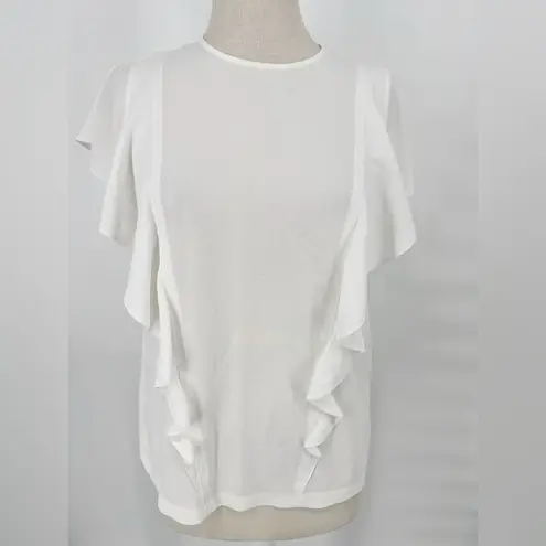 Hugo Boss Damen White Ruffle Blouse Sz 4