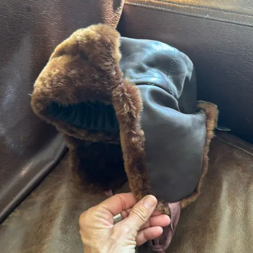 Vintage genuine Russian fur trapper aviator hat in rich chocolate brown NWT