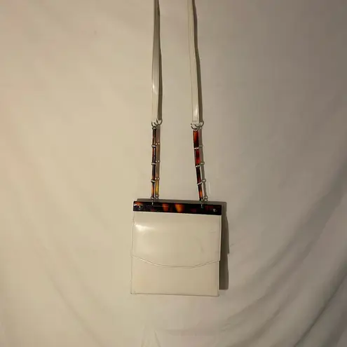 Daniel Ames Elegant White Crossbody Bag with tortoiseshell accents