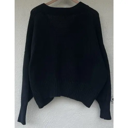 Mate the Label Organic Knit Cardigan Womens M/L Jet Black Chunky Thick Oversized