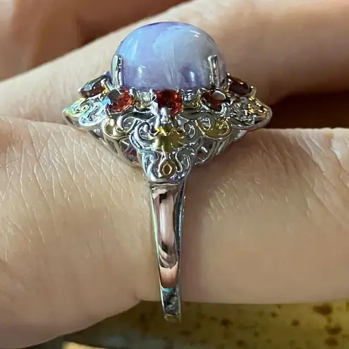 Tiffany Stone Red Garnet Sterling Silver Cocktail Ring Size 9 Purple