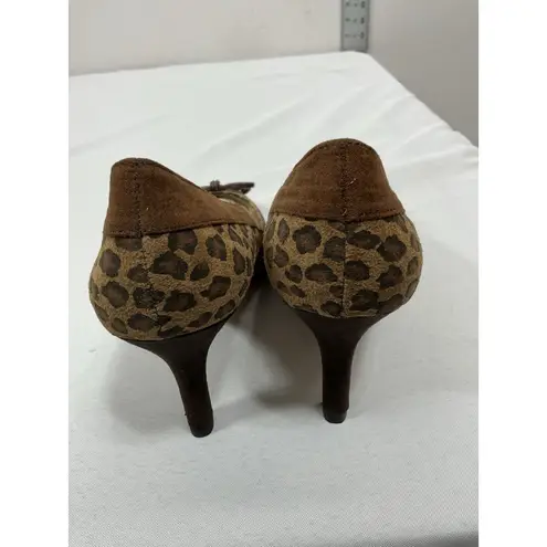 Annie Griffin Womans NWOT Annie Animal,print Slipon Pumps 8M Brown Pointed Toe Stiletto