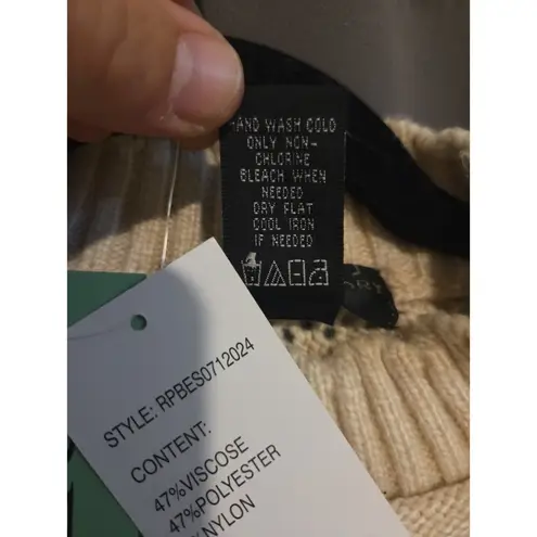 Design History Sweater Cream Crochet Petite Large Pullover Scalloped Neck - Image 6