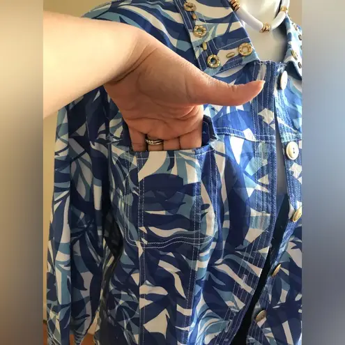 draper's & damon's Drapers & Damon’s Blue White summer Jacket With Gold Hardware On Collar & Butto