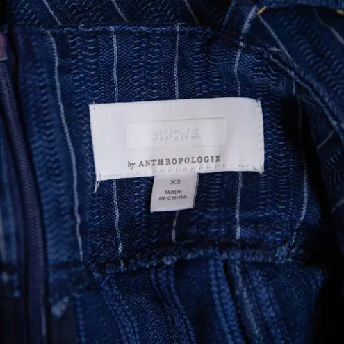 NEW Anthropologie ETT:TWA Cotton Blend Pin Stripe Ruffle Jumpsuit Jumper Blue XS