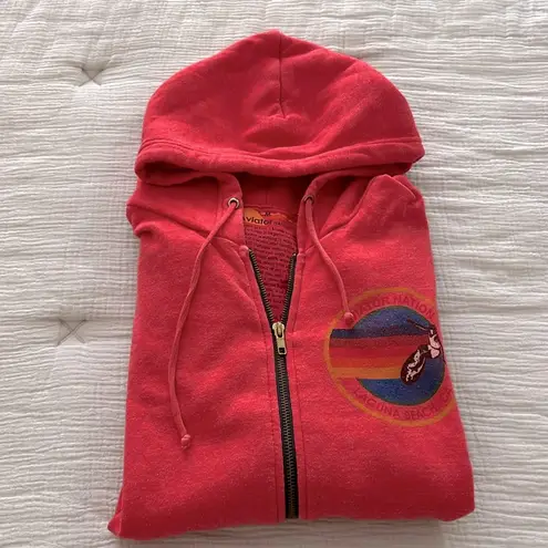 Aviator Nation Laguna Beach Full Zip Hoodie in Red Women's M $175