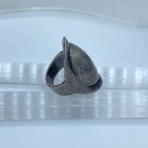 Ruthenium Brass Art Deco Dome Ring sizes 6,7 Silver