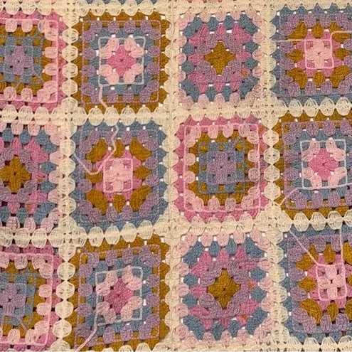 House of Harlow 1960 Coastal Granny Square Knit Crochet Pastel Open Vest OSFM Pink Size undefined