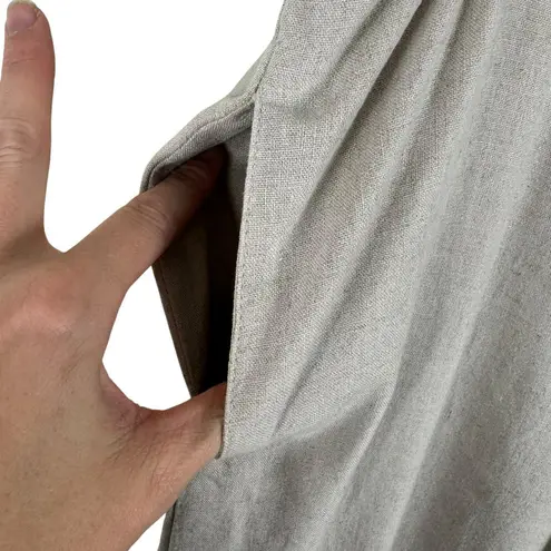 Island to Island Cream Straight Leg High Rise Drawstring Linen Pants Size L Size L