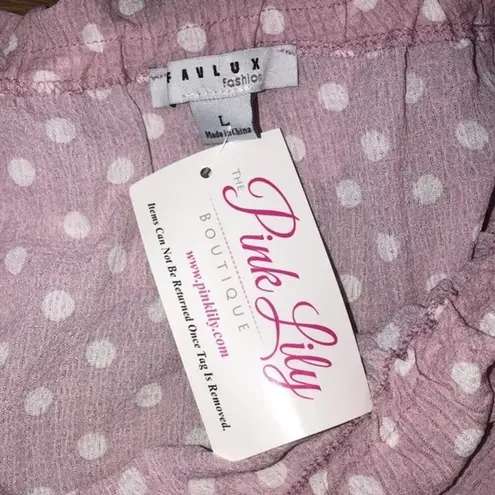 FAVLUX  size large pink polka dot flirty romper