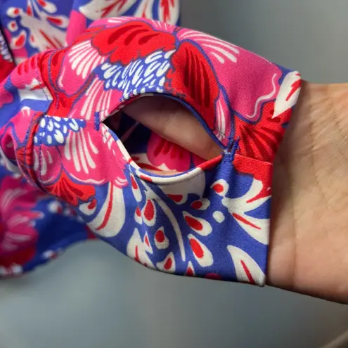 Sigrid Olsen Golf & Tennis Women's Floral Tropical Full Zip Jacket Red UPF Small