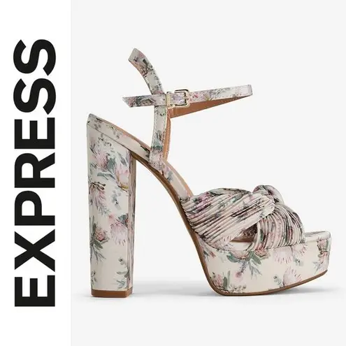 EXPRESS  | NWT | 6 | Floral Twist Strap Multi-Color Platform Heeled Sandals