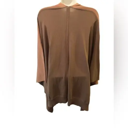 Marla Wynn Open Cardigan M Tan Taupe Pockets Casual Cotton Blend Lightweight Size M