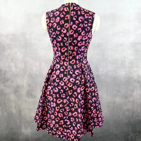 Kate Spade Womens Dress Size 6 Leopard Fit Flare Preppy Party Kimi Valentines Black