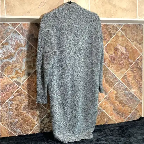 Boutique Women's Black Gray White Open Front Knit Long Cardigan Sweater with Pockets