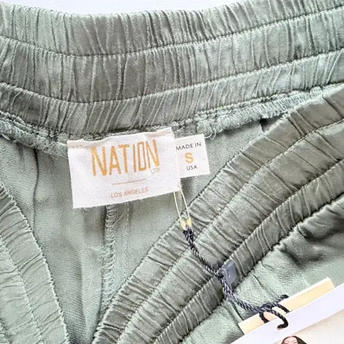 Nation Ltd . Del Rey Satin Pant Size Small Rayon NEW Hunter Green Jogger Relaxed