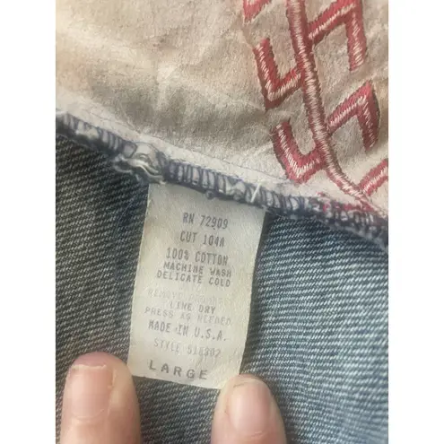 Hairston Roberson ROPA VTG Sz L Denim Embroidered Jacket Western USA LG Aztec Blue