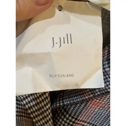 J Jill Barley Relaxed Jacket Blue Red Plaid Cotton Spandex Boyfriend Blazer