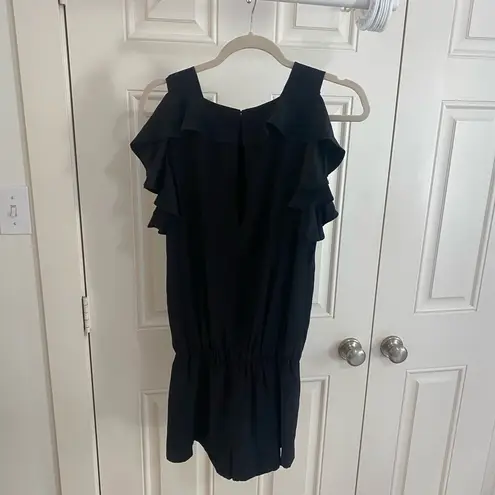 Amanda Uprichard  Elegant Silk Romper with Ruffle