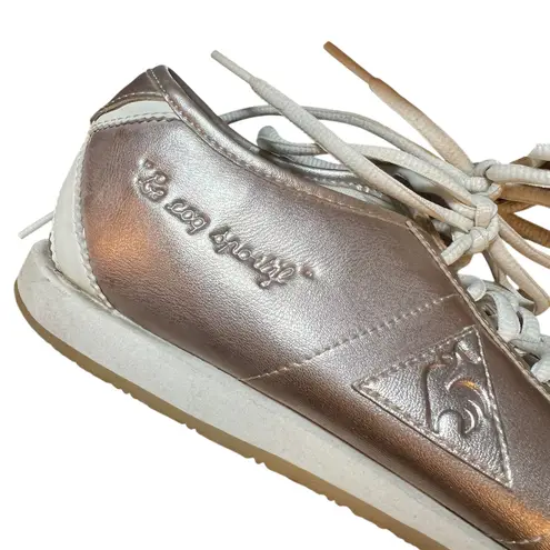 Le Coq Sportif Rose Gold Metallic Leather Sneakers Women's Size 8.5