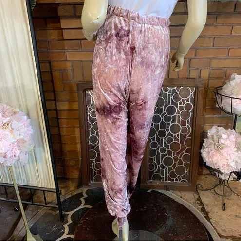 RAINBOW PINK & DARK PINK CRUSHED VELOUR JOGGER PANTS (1X)