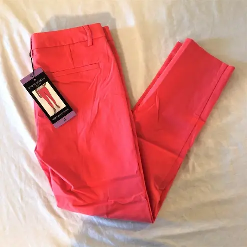 Mario Serrani Pants Coral Cropped Slim Fit New Size 4